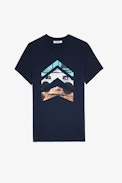 T-shirt Tommy - T-shirt da uomo in cotone blu navy decorata con una stampa a frecce.