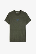 T-shirt Tommy - T-shirt kaki con scritta "Be Fucking Nice" da uomo.