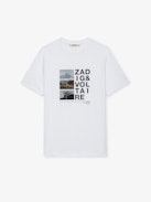 T-shirt Ted Photoprint - T-shirt in cotone biologico bianca a maniche corte e stampa fotografica Rétrospective sul davanti.