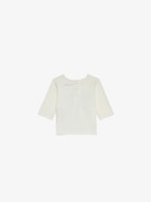 Boxy Baby Set - Ecru cotton jersey T-shirt and trousers two-piece baby set with insignia.
