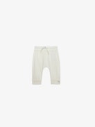 Boxy Baby Set - Ecru cotton jersey T-shirt and trousers two-piece baby set with insignia.
