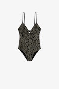 New Leo Swimsuit - 1-piece women's leopard print swimsuit in khaki