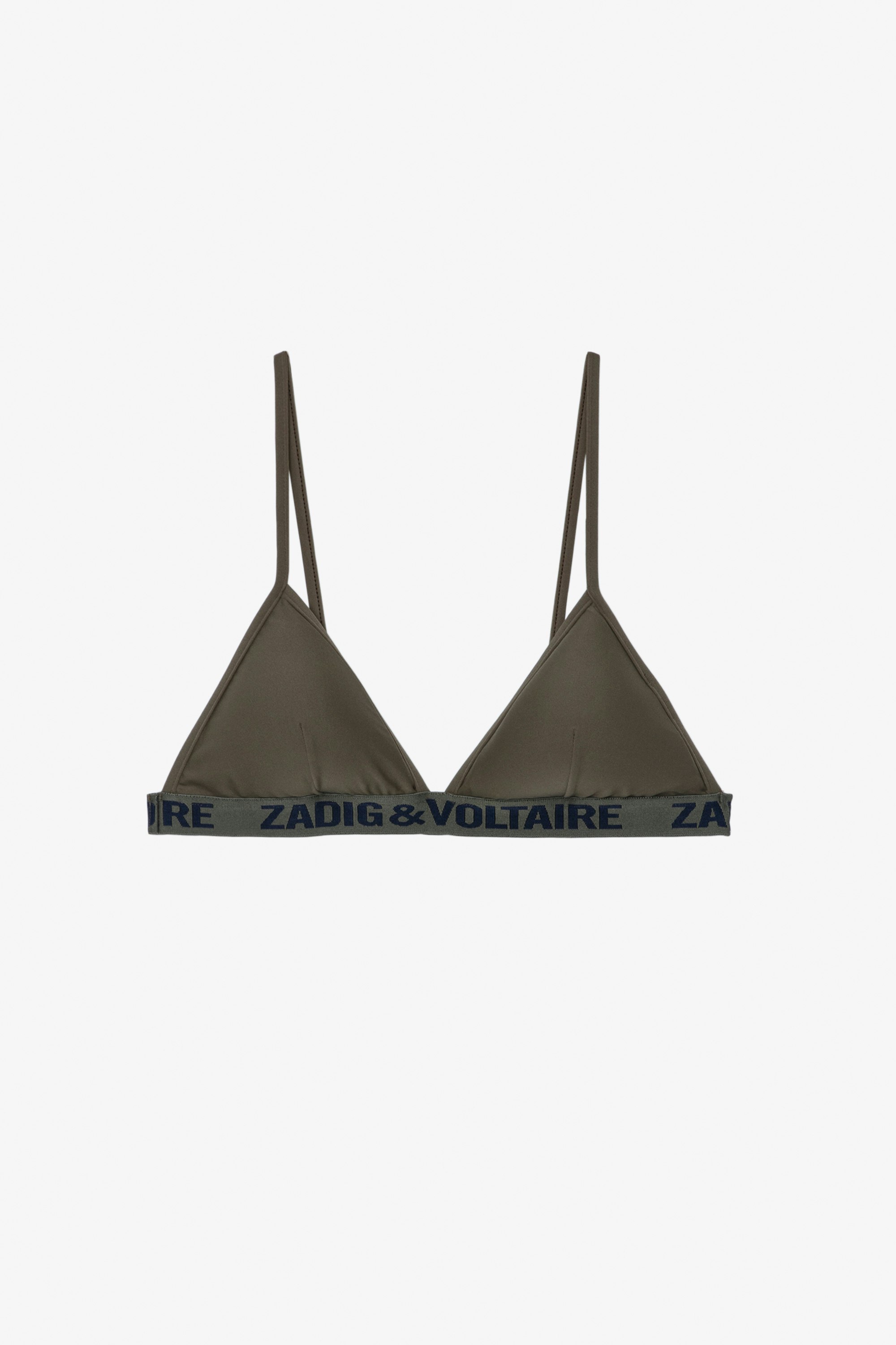 Maillot de Bain ZV Triangle Triangle bikini maillot de bain paddé kaki à bande signature ZV Femme