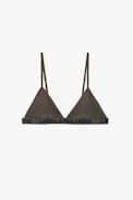 ZV Triangle Bikini Top - Women's khaki padded bikini top with ZV signature band