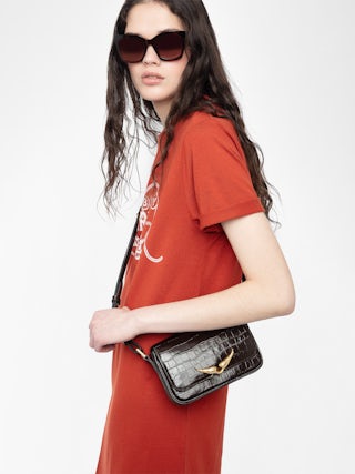 Kleid Dima - T-Shirt-Kleid mit kurzen Ärmeln und Frontprint.