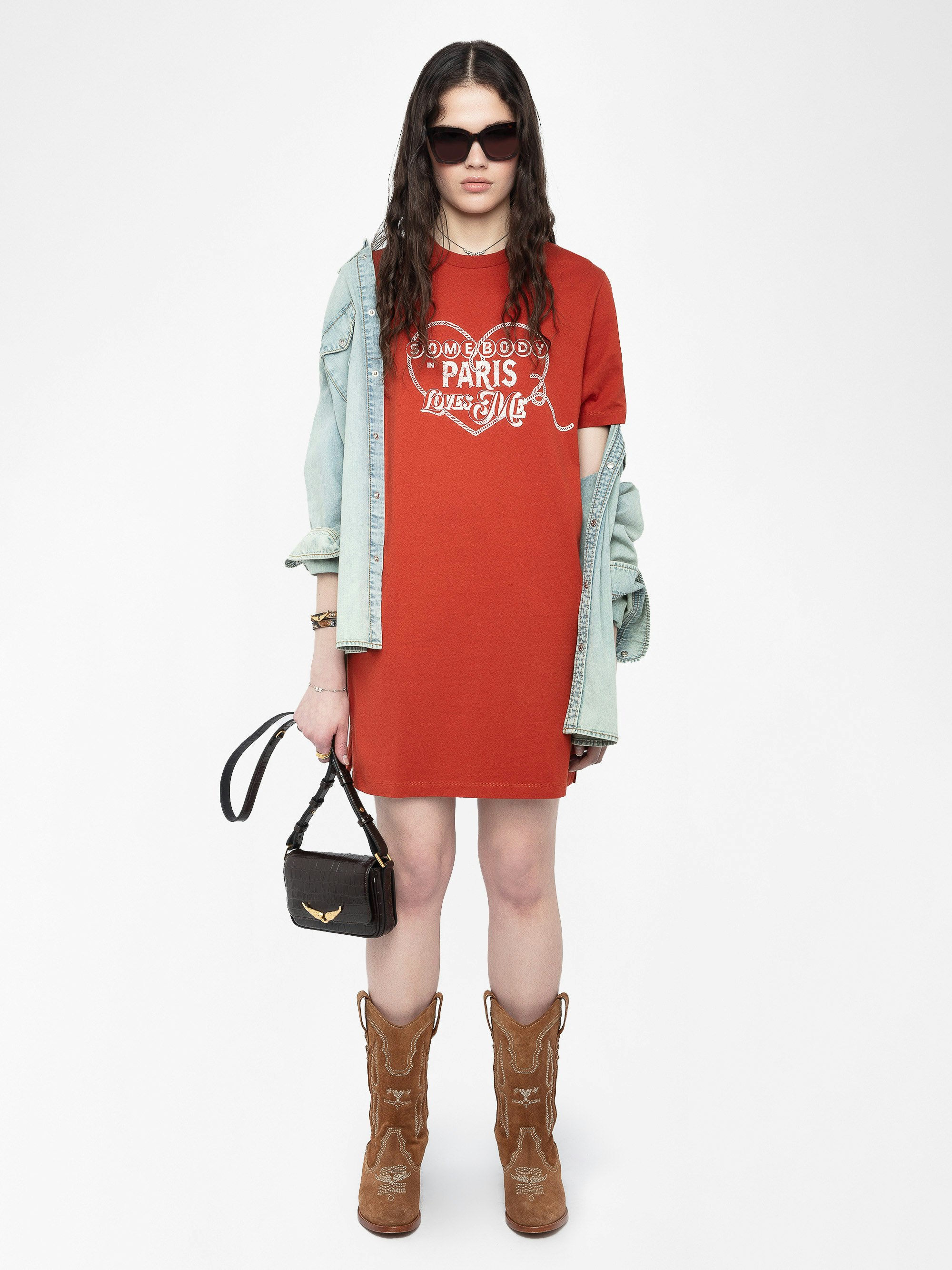 Dima Dress - Short-sleeved t-shirt dress with front print.