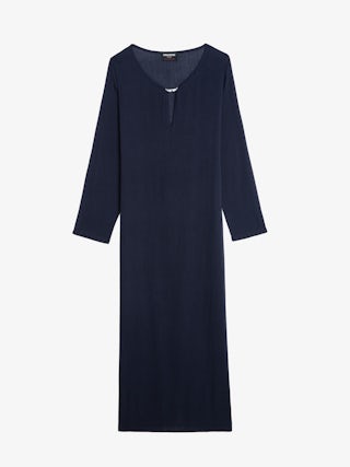 Delia Dress - Long dress with long sleeves and wing fastenings.