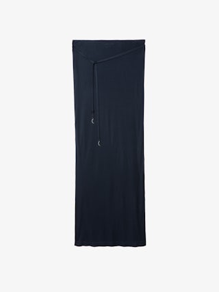 Giada Asymmetric Long Slit Skirt - Long slit skirt with elastic waistband.