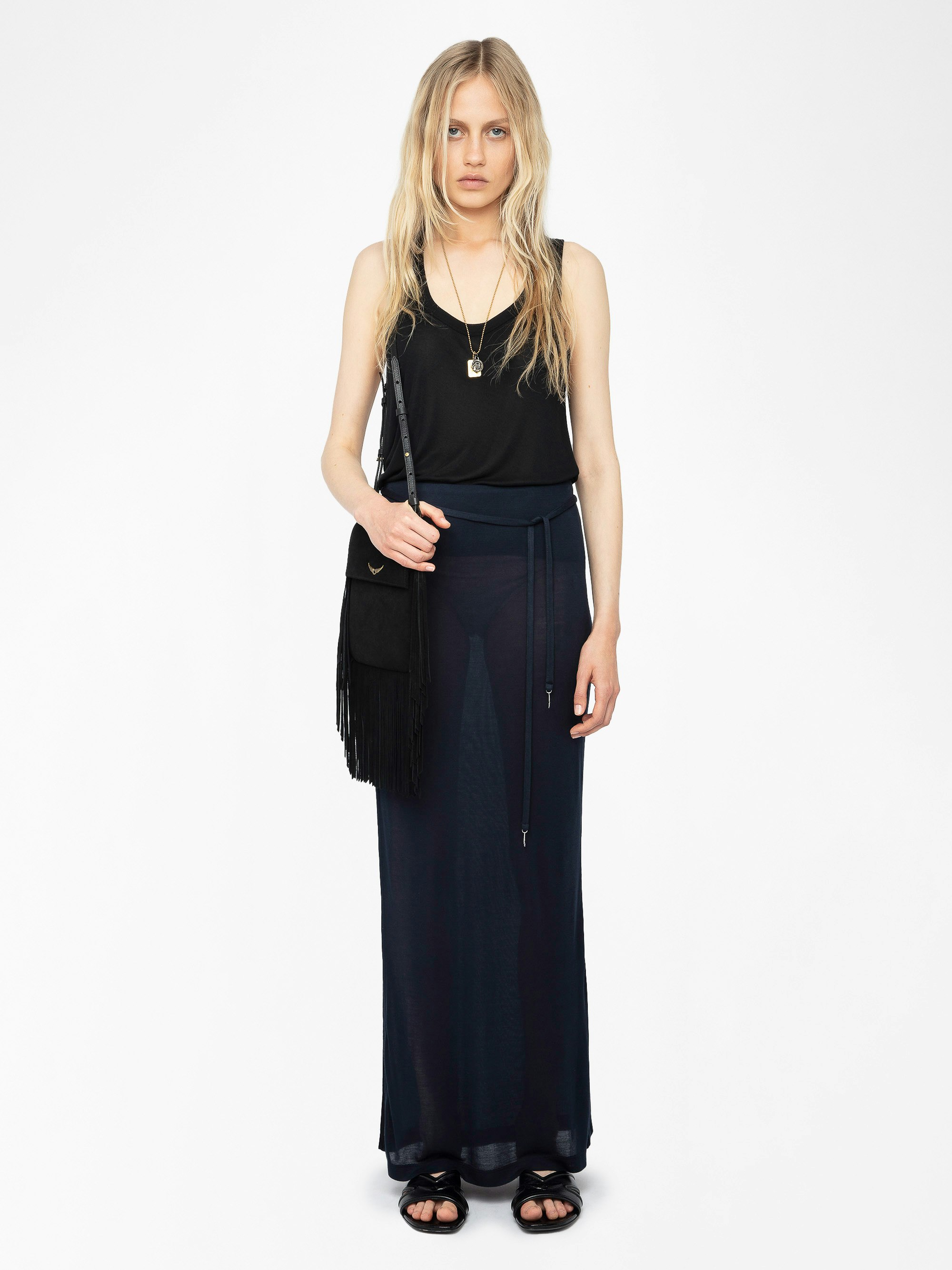 Gonna Giada - Gonna lunga con spacco e fascia elastica in vita.