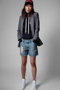 Felpa Clipper Small - Felpa con toppa a cuore blu navy, donna. Reallizzato con fibre da agricoltura biologica