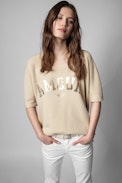 Felpa Portland Amour - Felpa Amour a maniche corte in cotone dorato donna