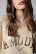 Felpa Portland Amour - Felpa Amour a maniche corte in cotone dorato donna