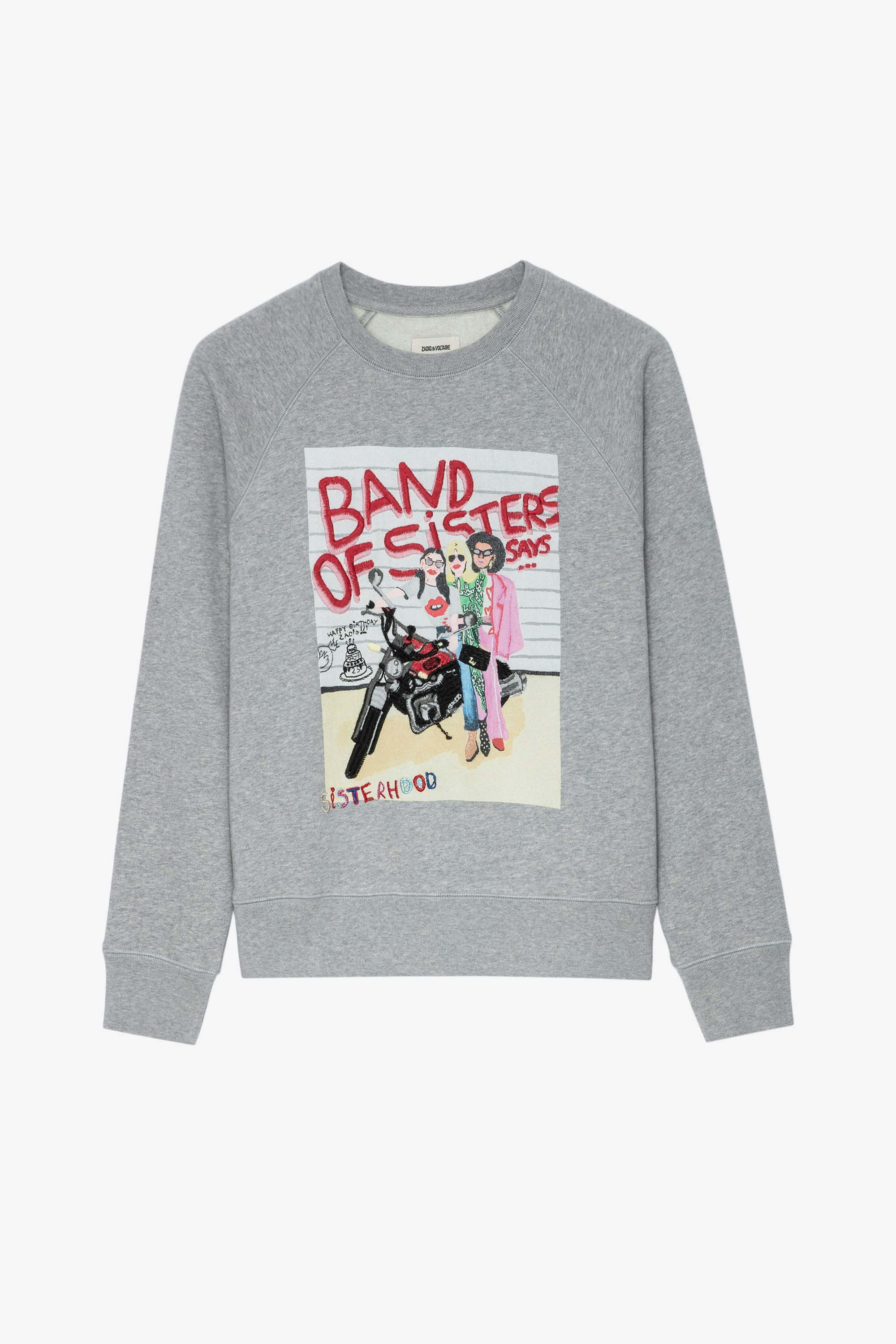 Band Of Sisters Upper スウェット Women’s grey marl cotton sweatshirt with Band of Sisters print