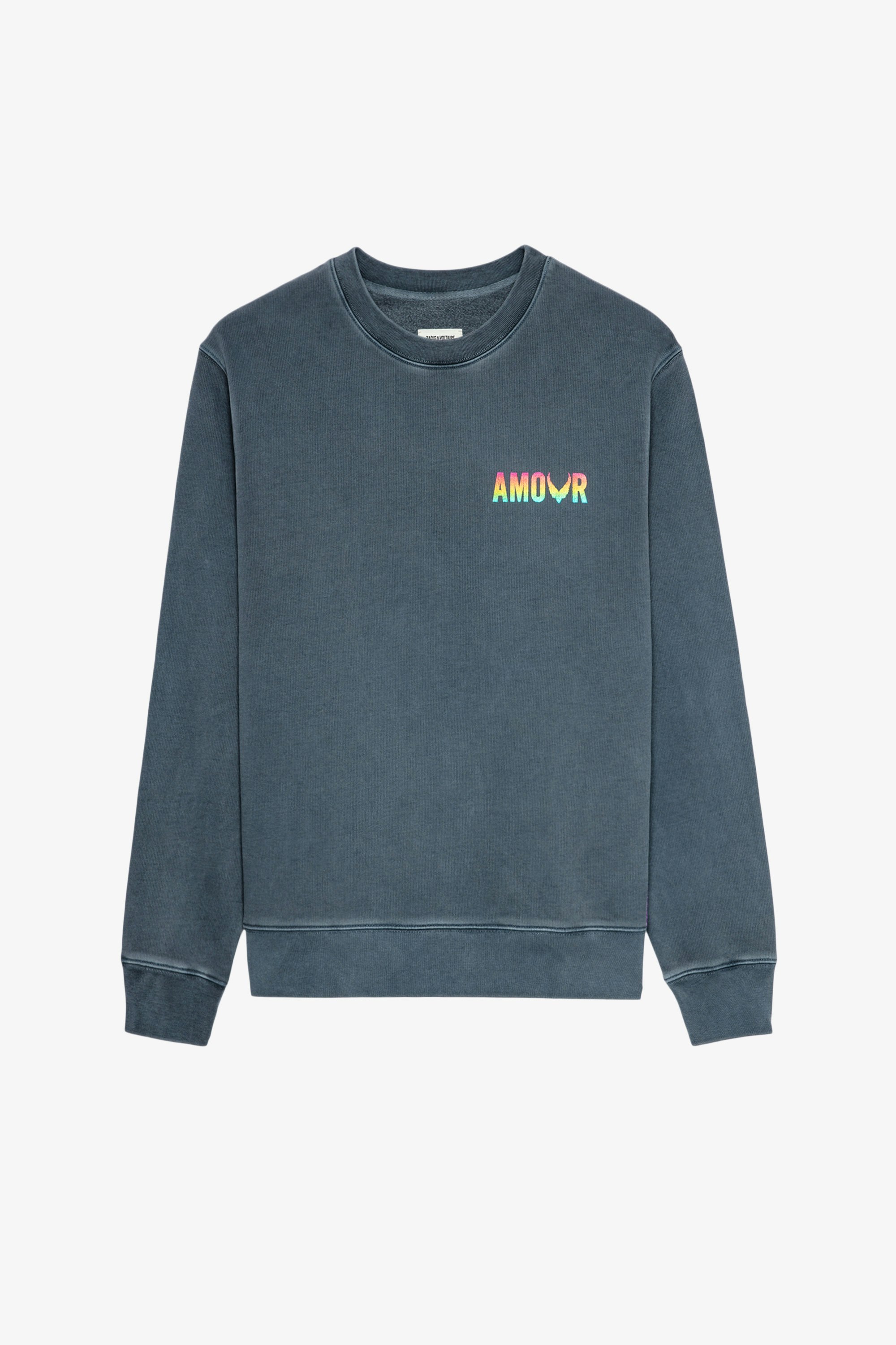 Simba Amour Wings スウェット Women’s navy blue cotton sweatshirt with multicoloured stripes and Amour print