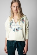 Sudadera Spencer Blason Flowers - Sudadera de algodón en tono crudo con diseño floral para mujer
