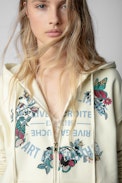 Sudadera Spencer Blason Flowers - Sudadera de algodón en tono crudo con diseño floral para mujer