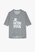 Portland JMF Sweatshirt - Women’s grey marl cotton sweatshirt with “Je m’en fous” slogan