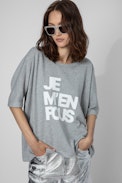 Portland JMF Sweatshirt - Women’s grey marl cotton sweatshirt with “Je m’en fous” slogan