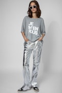 Portland JMF Sweatshirt - Women’s grey marl cotton sweatshirt with “Je m’en fous” slogan