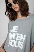 Portland JMF Sweatshirt - Women’s grey marl cotton sweatshirt with “Je m’en fous” slogan