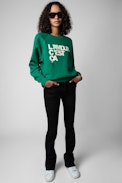 Sudadera Upper L'amour c'est ça - Sudadera de algodón verde con estampado «L'amour C'est Ça» para mujer