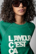 Sudadera Upper L'amour c'est ça - Sudadera de algodón verde con estampado «L'amour C'est Ça» para mujer