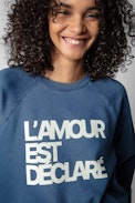 Felpa Upper L'Amour Est Déclaré - Felpa blu in cotone con applicazione "L'amour est déclaré" donna