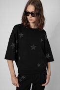 Felpa Kaly Stars Strass - Felpa donna in cotone con stelle impreziosite da strass donna