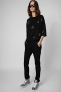 Felpa Kaly Stars Strass - Felpa donna in cotone con stelle impreziosite da strass donna