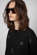 Felpa Kaly Stars Strass - Felpa donna in cotone con stelle impreziosite da strass donna
