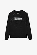 Felpa Nala - Felpa in cotone nero con strass e firma Voltaire - Donna