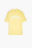 Sudadera Portland - Sudadera de mangas cortas color amarillo con alas y con mensaje «Bonheur» Mujer