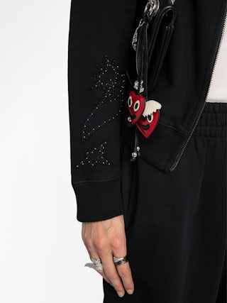 Milly Zip Up Sweatshirt - Women's black zip up sweatshirt with western inspired studded details on back.