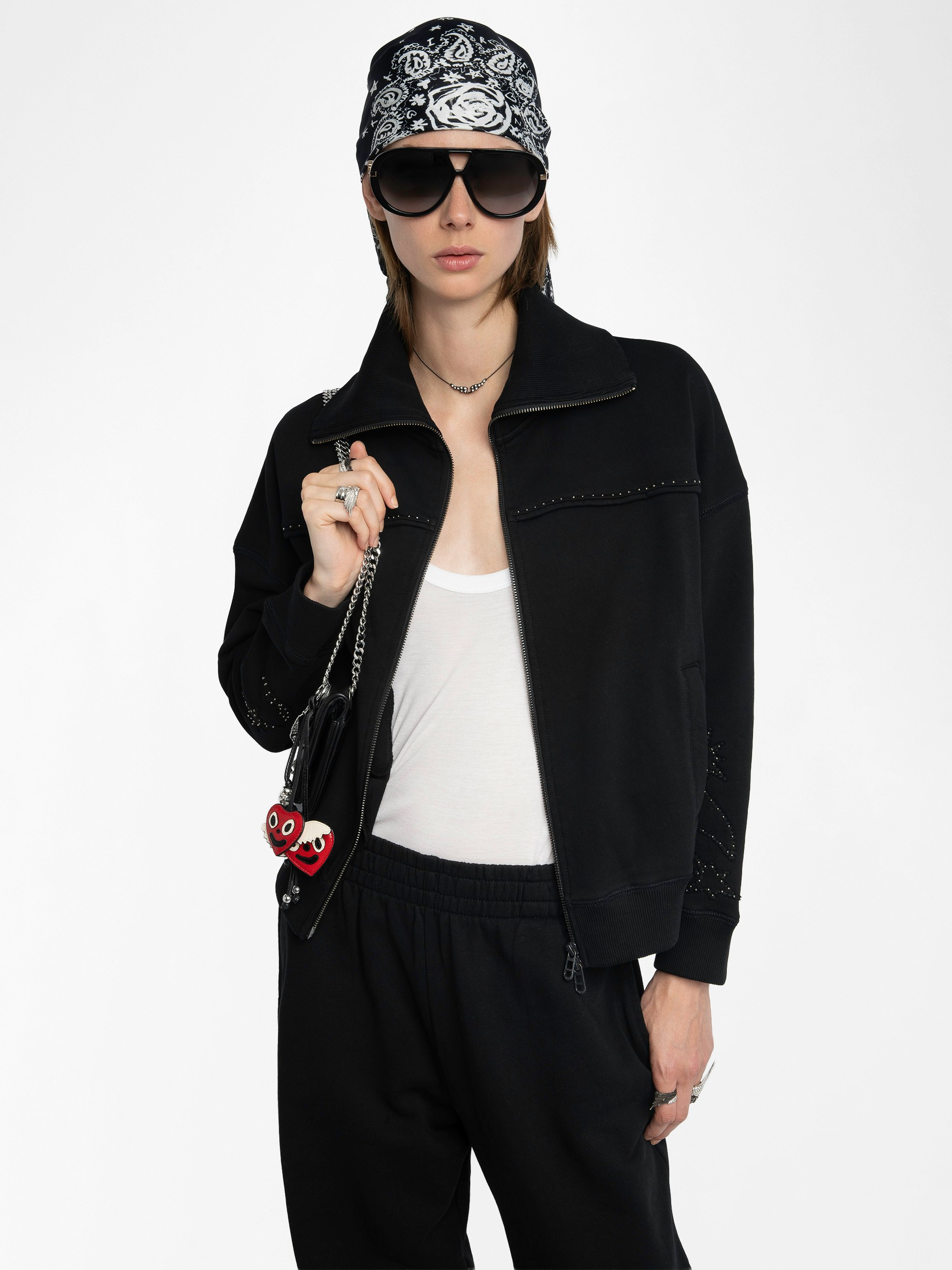 ZADIG & VOLTAIRE スカル刺繍フーディ Zadig and Voltaire Upper Skull Kaki Cotton Sweatshirt