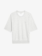 Edmond Diamanté Sweatshirt - Women's grey short sleeved sweatshirt with distressing.