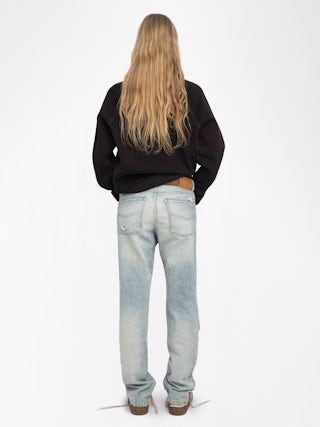 Upper Sweatshirt - Bold, effortless, and unapologetically Zadig. This chocolate brown sweatshirt is stamped with our signature ROCK 'N' ROLL manifesto and Rive Droite insignia in striking contrast print. A rebellious classic with a touch of Parisian edge—wear it your way, always.