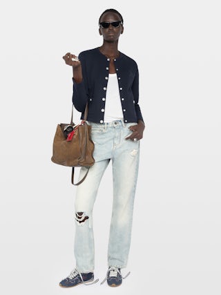 Cama Buttoned Sweatshirt - Women's button down sweatshirt with embroidered ZV logo.