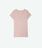 Diamanté Henley T-shirt - Women’s pink diamanté Henley T-shirt.