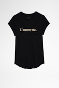 T-Shirt Woop L'Amour Etc - T-shirt print Love etc en coton blanc Femme. Fait avec des fibres issues de l’agriculture biologique