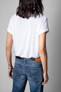 Camiseta Anya Heart - Camiseta blanca de mujer con corazones de strass
