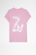 Zoe ZV New Blason T-shirt - Women's light pink cotton T-shirt with ZV print
