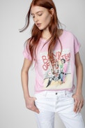 Camiseta Anya Band of Sisters - Camiseta de mujer de algodón rosa con estampado Band of Sisters