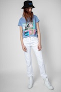 Camiseta Anya Band of Sisters - Camiseta de mujer de algodón azul celeste Band of Sisters Shoes