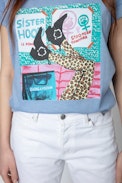 Camiseta Anya Band of Sisters - Camiseta de mujer de algodón azul celeste Band of Sisters Shoes