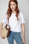 T-shirt Tommy Amour Wings - T-shirt in cotone bianco con stampa Amour multicolore da donna.