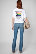 T-shirt Tommy Amour Wings - T-shirt in cotone bianco con stampa Amour multicolore da donna.