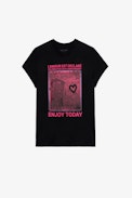 Zoe Photoprint T-shirt - Women's black cotton T-shirt with photoprint