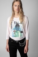 Camiseta Polly Photoprint - Camiseta de algodón rosa con impresión fotográfica para mujer