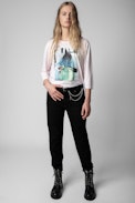 Camiseta Polly Photoprint - Camiseta de algodón rosa con impresión fotográfica para mujer