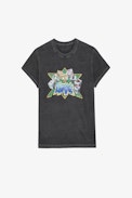 Camiseta Zoe - Camiseta de manga corta y cuello redondo con estampado de flores en la parte delantera para mujer